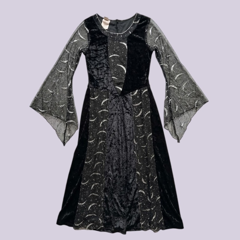 PreTeen Which Black Velvet Celestial Moon Star Costume Dress sz 10/12